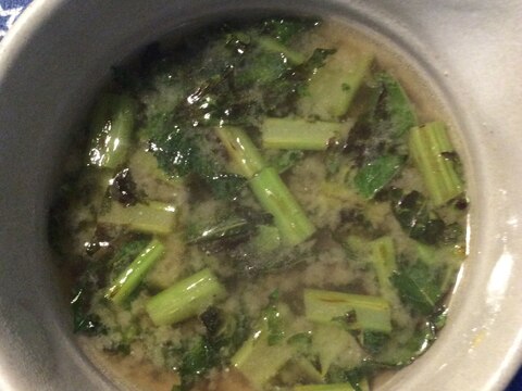 大根葉を炒めて♪お味噌汁ごま油の香り